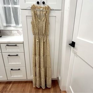 Yellow Bohemian Floral Sleeveless Maxi Summer Dress